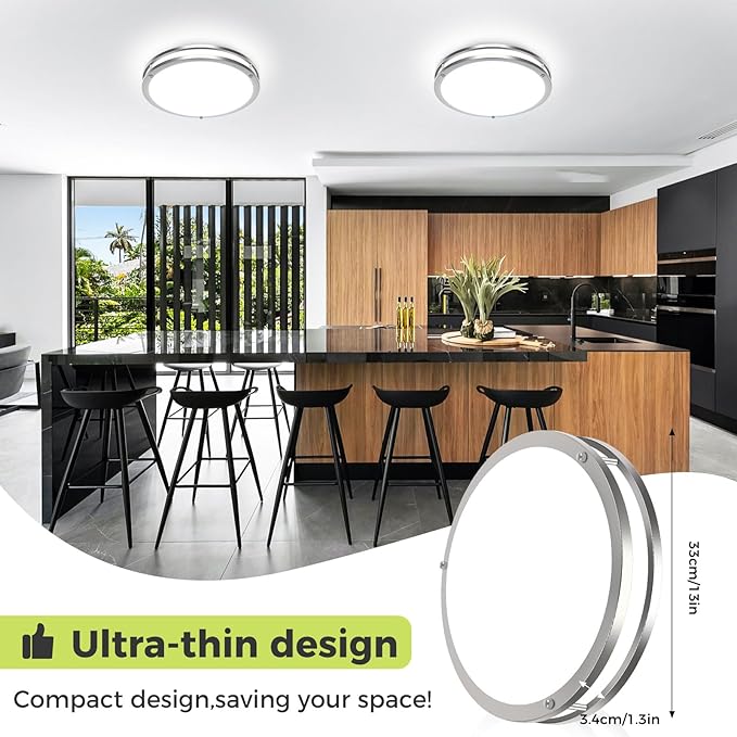 hepside 13inch Ceiling Lights, 24W & Dimmable Flush Mount LED Ceiling Light Fixture, 5CCT(3000K 3500K 4000K 5000K 6500K) Adjustable Ceiling Lamps for Kitchen Bathroom Bedroom Hallway
