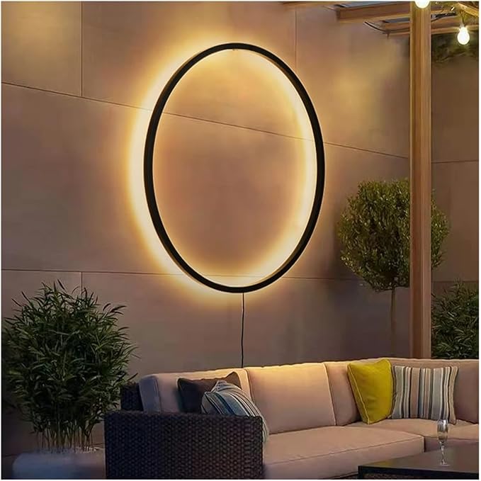 Wiring-Free Living Room Sofa Background Wall Decoration - Minimalist Bedroom lamp Ring Art Atmosphere Wall Light,Kitchen Island (3 Colors 30cm B)