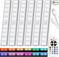 SZOKLED Under Cabinet Lighting Rechargeable 48-LED Wireless Under Cabinet Lights Remote, Kitchen Counter Lights Closet Lights RGB Perfect for Indoor Pantry Display Shelf 15 Color Changing(6 Packs)