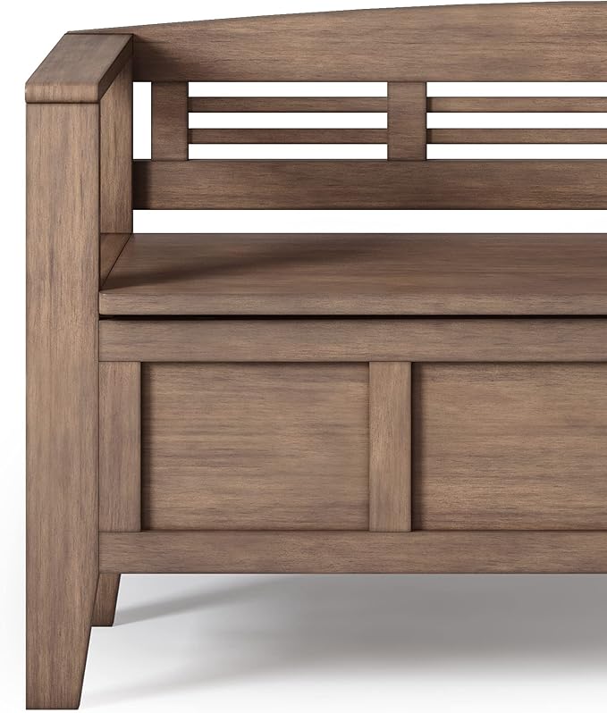 SIMPLIHOME Adams Entryway Storage Bench - 48 inch Wide Solid Wood Hallway Seat in Rustic Natural Aged Brown, Contemporary Bench for Entryway or Living Room with Lift-Up Lid and Spacious Storage