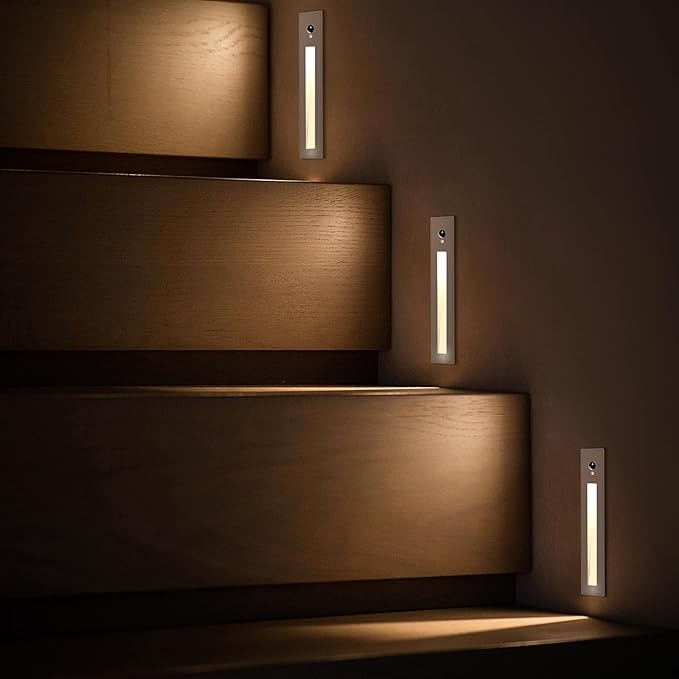 SCON Motion Sensor Step Lights, Wired LED Stair Light for Indoor Use, Operated Automatic Motion Sensing Bright Lighting for Stairs Hallway/Pathway and Entryway Safety(3W/3000K/NODIM)