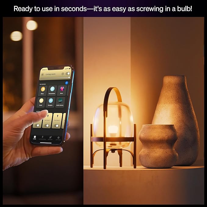 Philips Hue Smart LED A19 Bulb 1-Pack, White & Color Ambiance, E26 Base, 7.2W, Full Spectrum Light 1000K-20000K, 810 Lumens, Dimmable, Works with Alexa, Google, & Apple Home