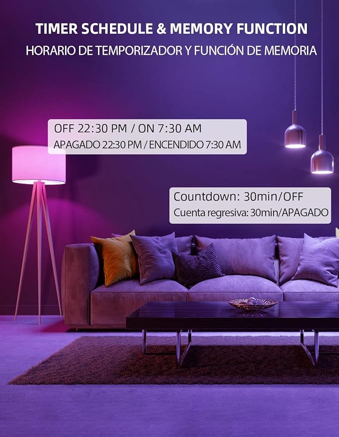 OHLUX Smart WiFi & Bluetooth Alexa Light Bulbs, 10W (100W Equivalent) Color Changing Light Bulbs with Music Sync,Compatible with Alexa Google Home Siri, A19 E26 900LM 4Pack