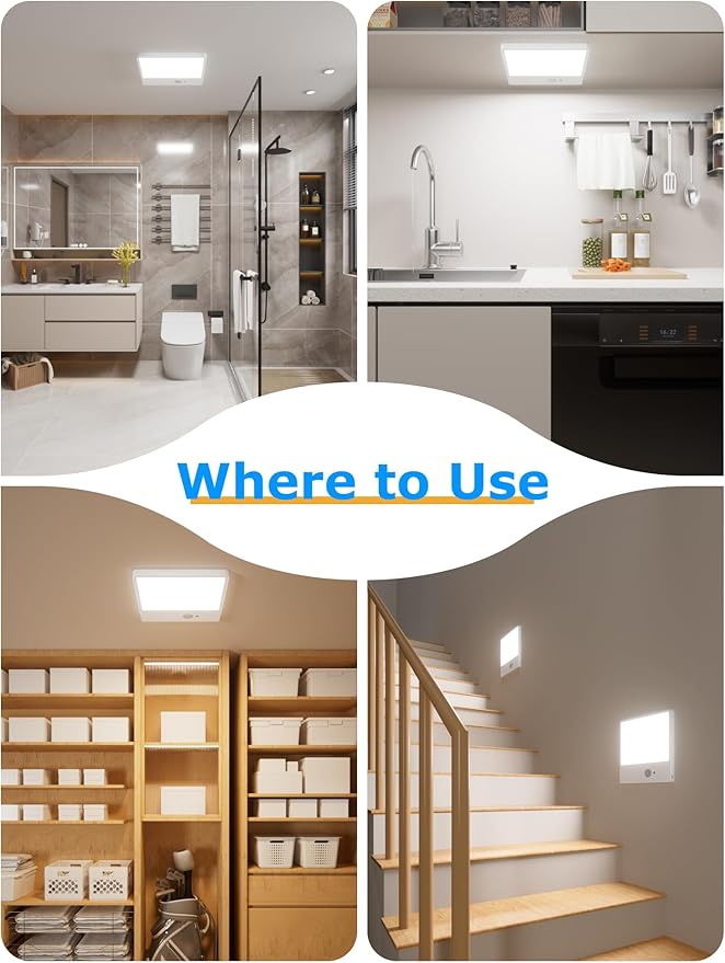 Battery operated ceiling light 2Pack,3 Color Motion Sensor Lights with Remote,Rechargeable ceiling light 7.48in,Wireless Closet Light Battery Operated, Wireless ceiling light for Shower Pantry Stairs
