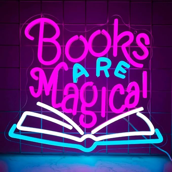Books are Magical Led Neon Sign Books Neon Light Signs for Wall Decor for Bedroom Living Room Neon Light Up Signs for Bookstore bookshop libraire Pub Bar Accessories Decorations Aesthetic Birthday