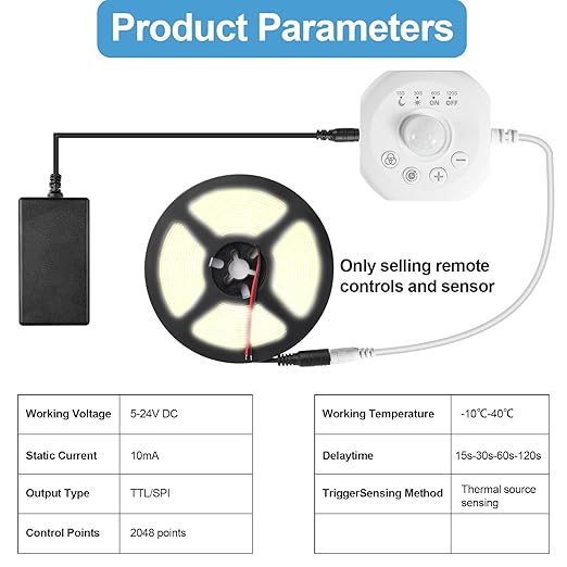 SUPERNIGHT Dimmer Switches for Led Lights, Pir Motion Sensor Switch for COB SMD5050 2835 Strip, DC 5-24V Dimming Controller for Gun Safe, Kitchen Cabinet, Pantry, Closet led Lighting