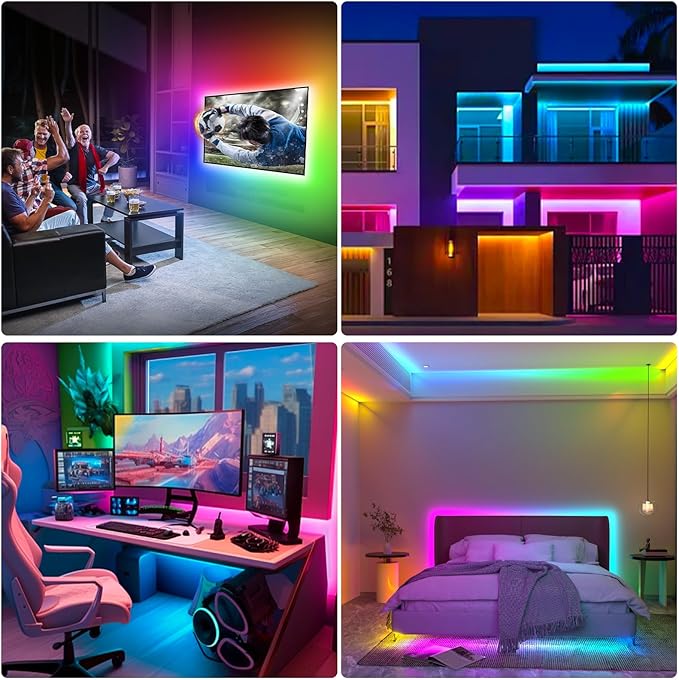 Daymeet Led Lights for TV 16.4FT for 65-85in Tv, Music Sync RGB TV Led Baclights Color Changing Remote APP Control, USB Led Strip Lights for Gaming Room Home Decoration