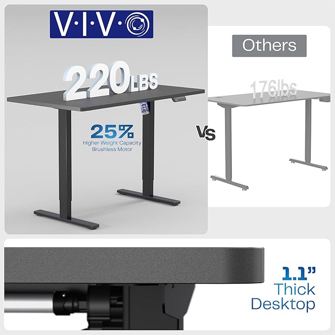VIVO Electric 60 x 24 in Rustic Standing Desk, Memory Height Adjustment, 1B Series, Holds 220 lbs, One-Piece Vintage Brown Top, White Frame, DESK-KIT-1W6N