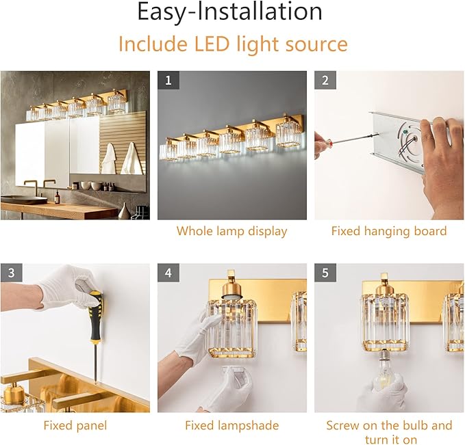 19.5" KnurledBrassWallSconcesSetof2,BronzeBathroomVanityLightFixtureswithWaterRipplesGlassTube,ModernLampforBedroom,LivingRoom,Hallway,Staise,Mirror,Kitchen