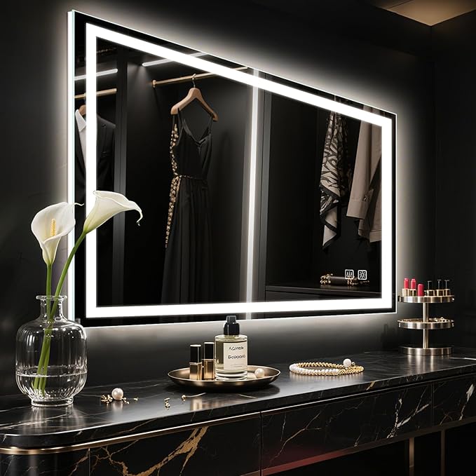 LED Bathroom Mirror 48x36 Inch, Anti-Fog Vanity Mirror with Lights, Stepless Dimmable & 3 Color Temperatures, Smart Memory Wall Mounted Mirrors for Over Sink, UL Listed
