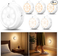 YiaMia Motion Sensor Under Cabinet Lights - 6 Pack, Indoor Smart Sensor Night Light, 3 × AA Battery Operated Wireless Stair Light, Dimmable Puck Lights Suitable for Kitchens, Wardrobes, Hallway