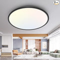 slochi 1PACK LED Flush Mount Ceiling Light Fixture, 3000K-4500K-6000K & 150W Equivalent Modern Kitchen Ceiling Lamp 36W 3600Lm 16 Inch Closet Round Surface for Bathroom Laundry Bedroom Hallway, Black