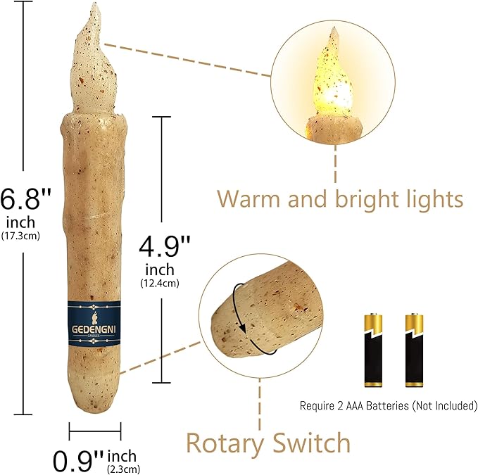Magical Candlesticks Flameless Taper Candle, 2pcs White LED Tapered Candles Remote Dipped Candle 6inch Battery Chandelier for Enchanting Weddings and Harry Potter Inspired Vigils(LW2P-WH)