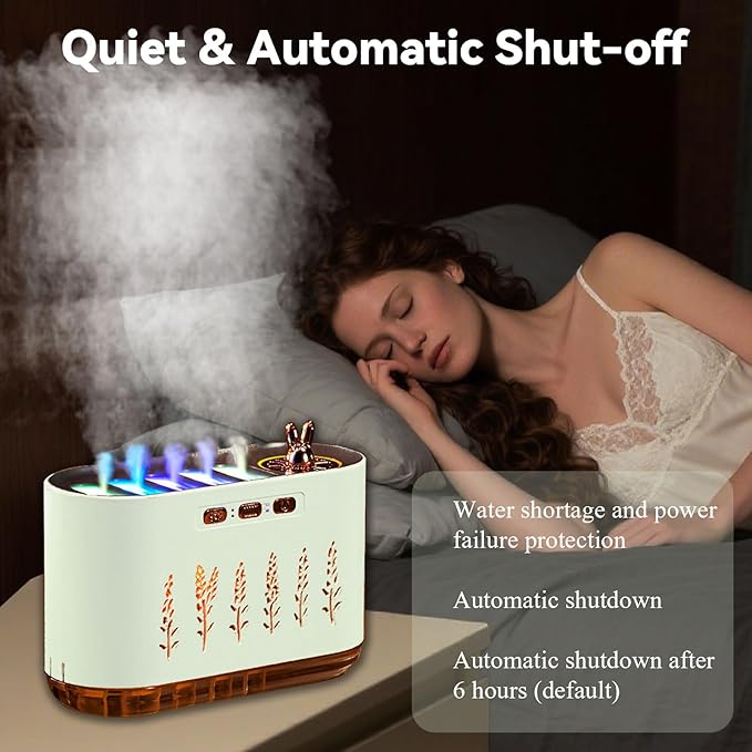 5 Nozzle Cool Mist Humidifier, Music-Sensing Humidifier Diffuser with 20 Color LED Light, 700ML Essential Oil Diffuse, Auto Shut-Off, Aroma Diffusers Humidifiers for Bedroom Home Office (Green)