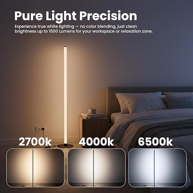 Smart RGBIC Corner Floor Lamp with App & Remote Control, Music Sync LED Ambient Light,16 Million DIY Colors,1500 Lumens 80+ Scenes, Color Changing Standing Lamp for Living Room, Bedroom & Gaming Setup