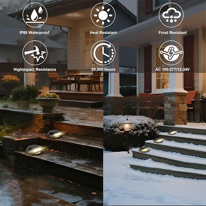 Landscape Step Lights Outdoor,Up Down Wall Lights,110v 120v Stair Lights Indoor,Waterproof Landscape Lighting for Fence,Deck,Living Room,Hallway,Pack of 8 (3W, Piece, 8)