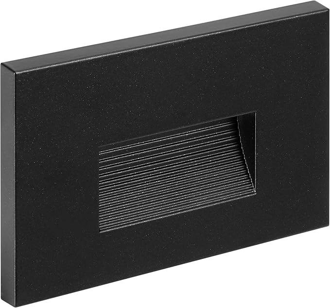 Maxxima Horizontal LED Step Light, Indoor/Outdoor Stair Light, 3 CCT Color Selectable 3000K, 4000K, 5000K, 30 Lumens, Black, 2-Pack