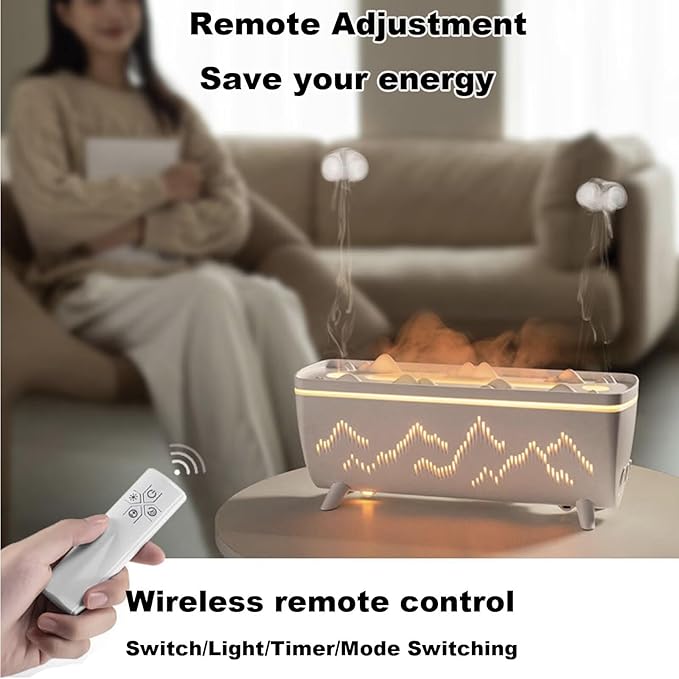 Flame Fire Diffuser Humidifier, 3 Colors Changing Oil Diffuser,Flame 2 Mist Modes, Ultra-Quiet Aroma Essential Oils Aromatherapy Diffusers for Bedroom, Office