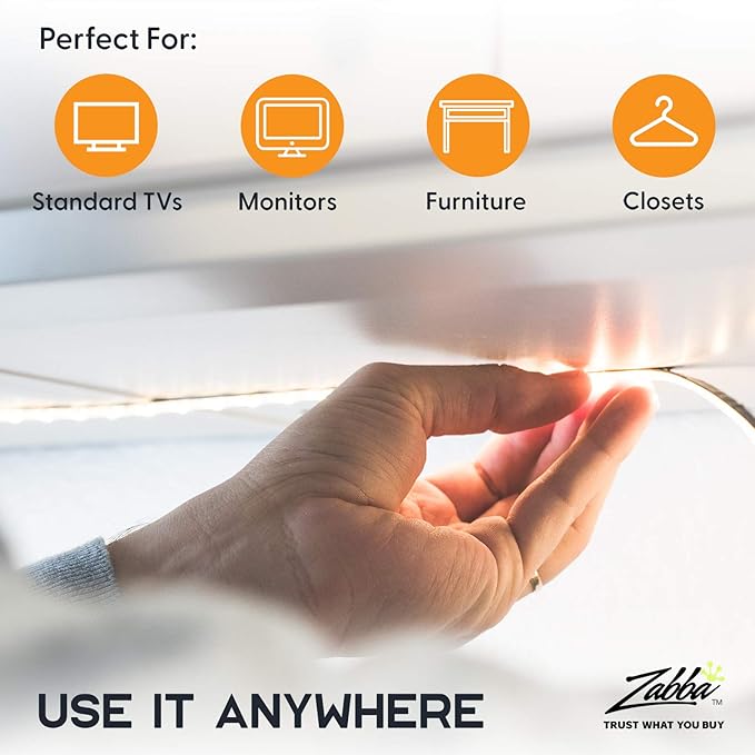 Power Practical LED Lights for TV in Living Room or Bedroom, Luminoodle Backlight, USB Powered Strips w/Remote for 15 Ambient Color Bias Lighting Options & 10 Brightness Modes, Size (60"-80" TV)