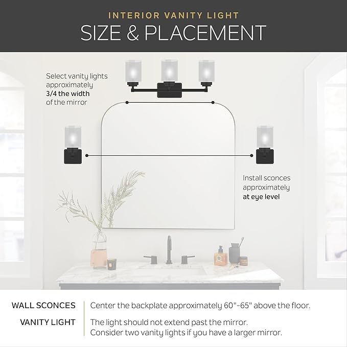 Kichler Winslow 30" 4-Light Vanity Light in a Rich Black with Clear Seeded Glass for Bathroom and Powder Room Vanity, Luxe Industrial Style, (30" x 9.25"), 45887BK