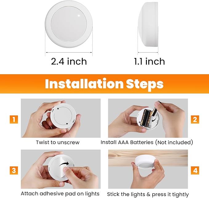 LED Puck Lights with Remote Control, 16 Color Changing Wireless Under Cabinet Lighting with Dimmer & Timer, AAA Battery Operated,Under for Closet Bedroom Kitchen, Stair (12 Pack Black)
