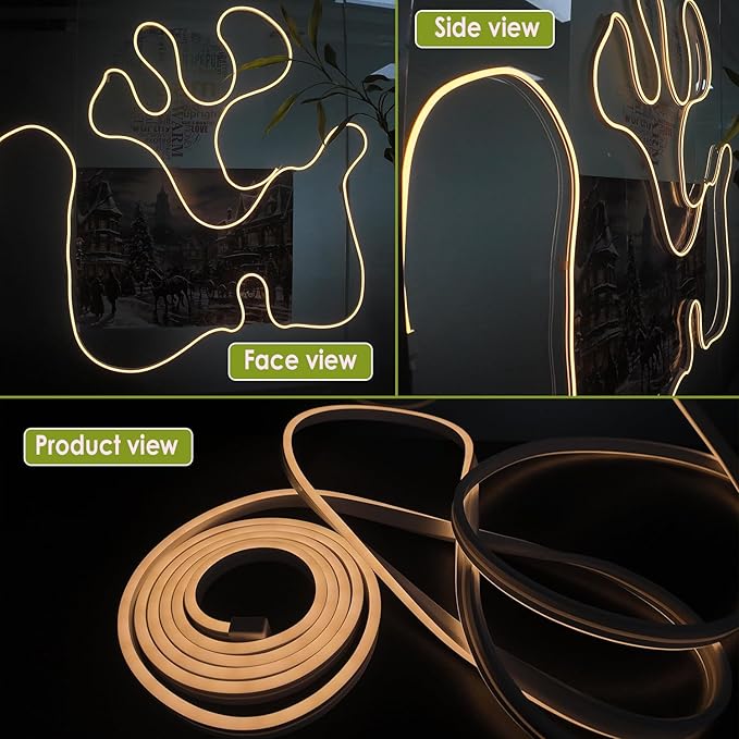 LED Vanity Mirror Lights 16.4FT, Strong Adhesive Dimmable Silicone Strip Lights for Mirror, Waterproof Eye-Care Warm White 3000K Flexible Lighting for Bedroom Bathroom (Mirror NOT Included)