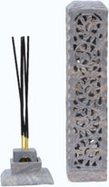Handcrafted Soapstone Incense Tower and Candle Holder 11”inch Artistic Burner for Home Decor Gift, Spa & Relaxation | Elegant Tea Light Holder & Aroma Diffuser | Handcrafted Incense Stick Holder