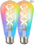 DiCUNO Smart Edison Bulbs ST19, Color Changing WiFi Smart Light Bulb, 2700K-6500K Tunable via App, ST58 Edison Bulb, Compatible with Alexa & Google Home, 5W (50 Watt Equivalent), 500lm, 2-Pack