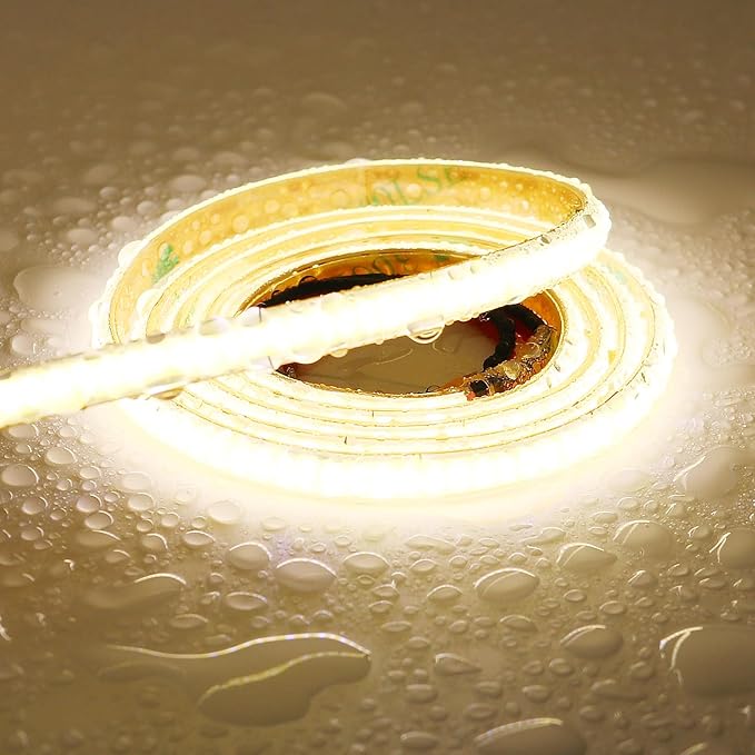 TOPAI 24V Thin 5mm COB LED Strip Waterproof 4000K Natural White 16.4ft Bright 4000Lm CRI>90 Uniform Dotless 400LEDs/M Self Adhesive Flexible Cuttable for DIY, Bedroom, Under Cabinet Lighting