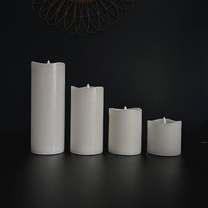 Stonebriar 3 Count White Real Wax 3x4 Flameless LED Pillar Candles with Remote and Timer