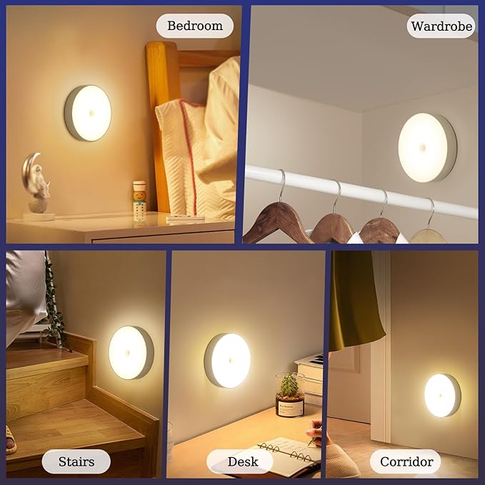 Night Light with Smart Sensor Dusk to Dawn Sensor LED Warm White Ambient Lighting Bedroom Bathroom Nursery Hallway Kitchen Stairs 3 Packs