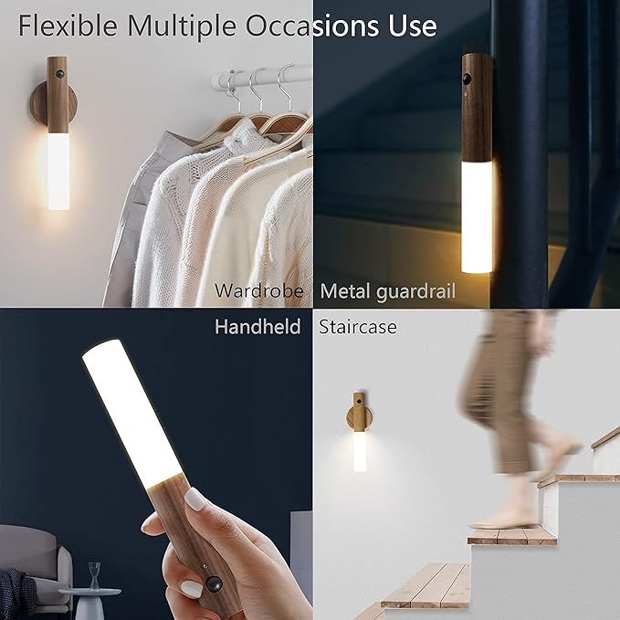Chilvane Night Light Motion Sensor Light Indoor Led Magnetic Auto Portable No Plug Lamp USB Charge for Wall Hallway Wardrobe Table Stairwell Cabinet Bedroom Kitchen etc