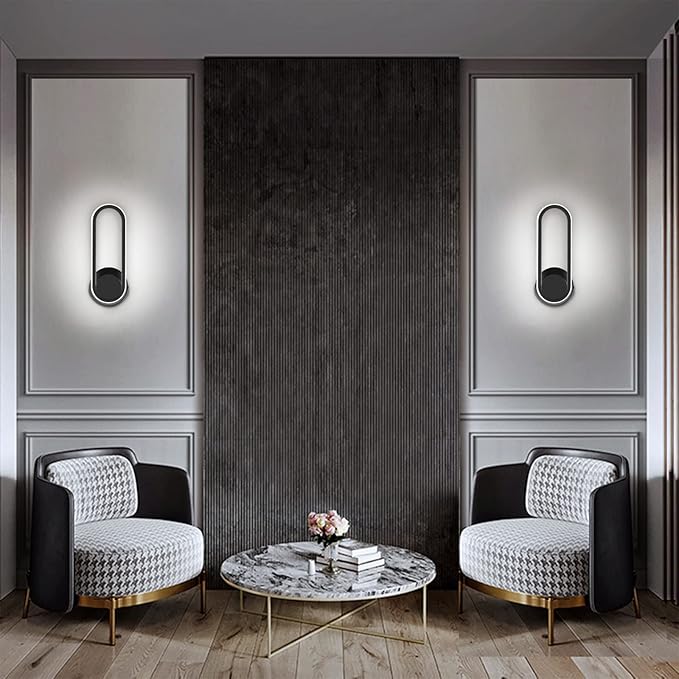 XEYOU 12W Modern Indoor Wall Sconce Rotatable 330° LED Black Wall Light Fixtures for Bedroom Living Room Hotel Hallway Aisle Corridor, Cool White 6000K