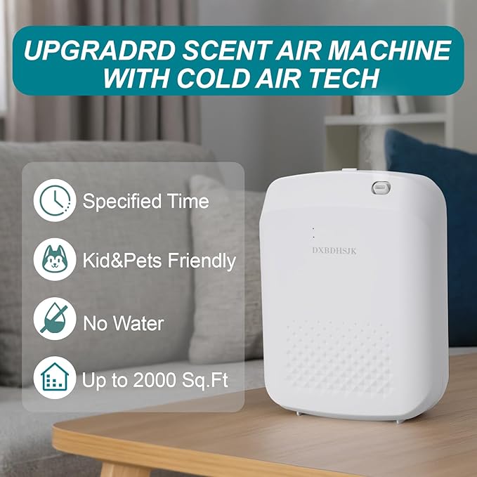 Home Waterless Aroma Diffuser – Bluetooth Smart Essential Oil Nebulizer, Fragrance Reach up to 2,000 sq ft, Perfect for Homes, Hotels, Restaurants, Offices & Spas(White)