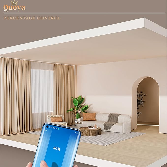 Quoya QL600 Smart Electric Curtain Track, Motorized Motor, Adjustable Track Length, Compatible with Alexa, Google, Siri, Apple Watch (QL600, up to 196 inches (5m))