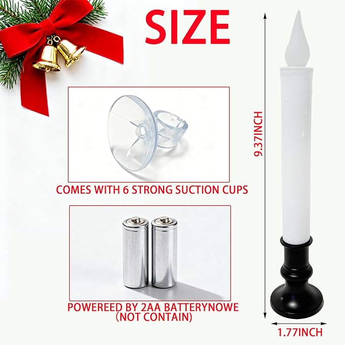 20 Pack 9" Black Base LED Candle Lights with Dusk to Dawn Sensor, Battery Powered Flameless Candles for Indoor Table Party Decor