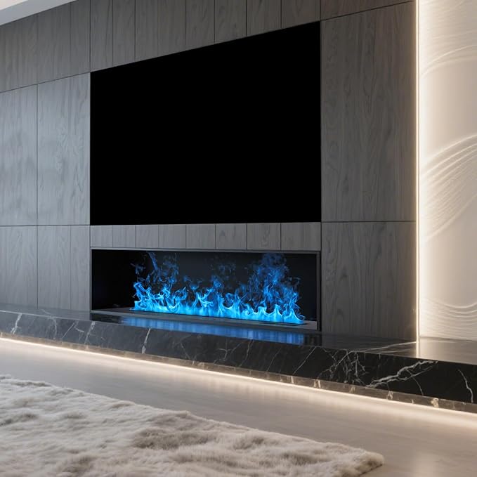 3D Water Vapor Fireplace Smart APP Electric Flame Decoration Steam Fireplace Humidifier W/Tap Water for Office, Home, Hotel,Restaurant(Color,47.2")