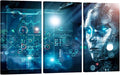 Bedroom Wall Art 3 Panels Machine Learning, Data Exchange, Deep Learning, Industry 4.0 Posters Print on Canvas Wall Decor for Living Room Bedroom, Stretched and Framed Ready to Hang, 20x40inchx3