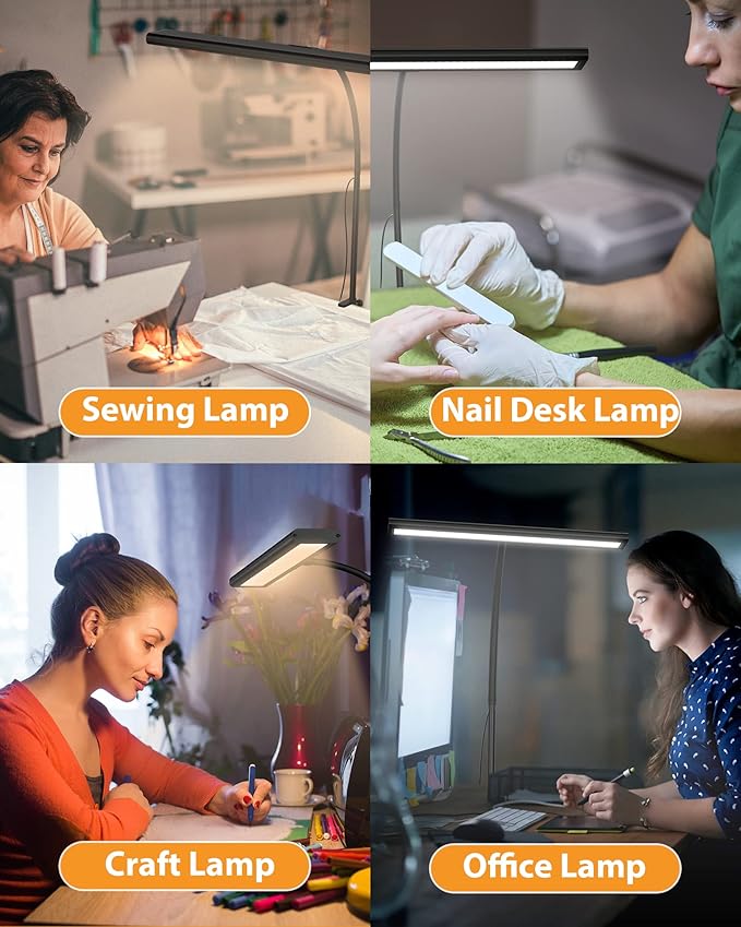 Desk Lamp [3 Color & 10 Brightness] 160 LEDs Dimmable Desk Lamp Home Office USB Lamp with Clamp, Eye-Caring Clip on Desk Light Working for Video Conference Workbench Drafting Crafting Drawing Reading