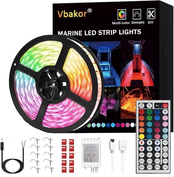 Led Strip Lights Boat Light, 16.4FT Marine Pontoon Boat Lights, Waterproof Boat Deck Light, Multi-Color Boat Interior Lighting for Pontoon Jon Bass Boats, Night Fishing Boat Lighting