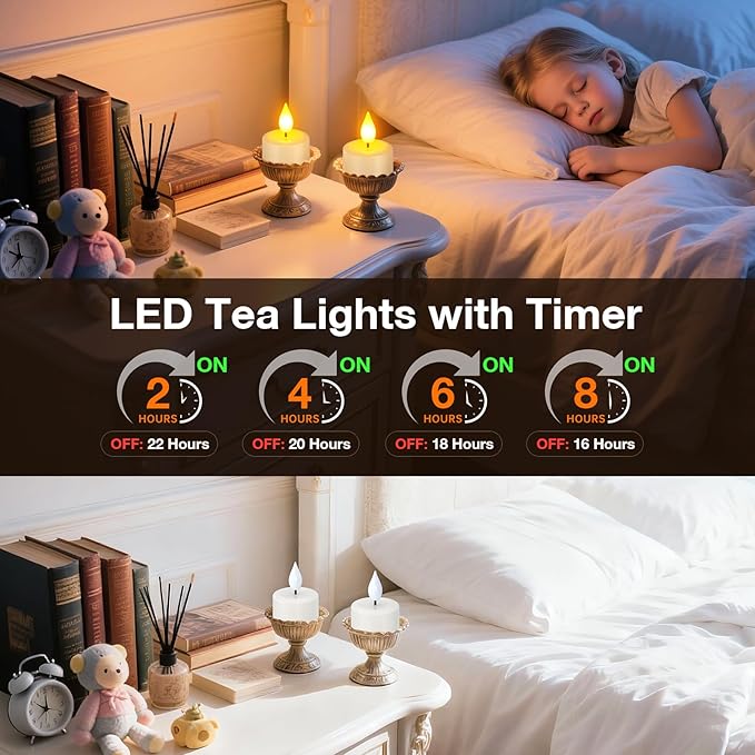 PChero 12 Pack Rechargeable Flameless Candles with Remote Timer, Battery Operated Tea Lights Candles,LED Flickering Tealights Candles for Home Wedding Halloween Fall Christmas Decor