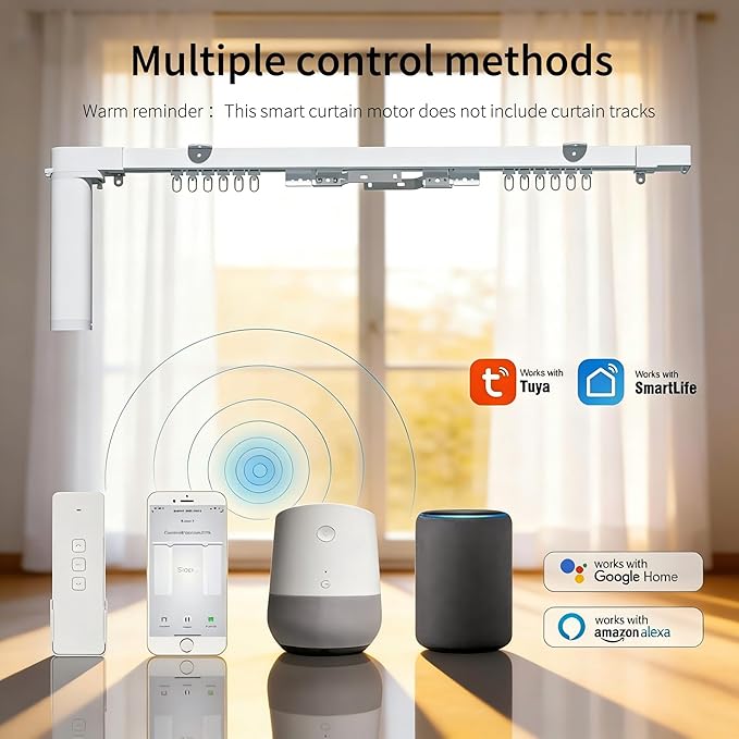 Zigbee Motor with Plug for Smart Curtain Track System, Automatic Ceiling Curtain Opener, Motorized Curtains with App, Voice, Compatible with Alexa,Google and Siri, Zigbee Gateway Required