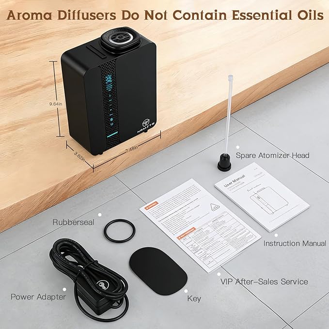 Diffusers for Home - Waterless Essential Oil Diffuser Smart LCD Touch & APP Control 2000 Sq.Ft, Home Diffuser 200ML Oil Level Monitoring for Large Room, Hotel, Office, Luxurious Metal