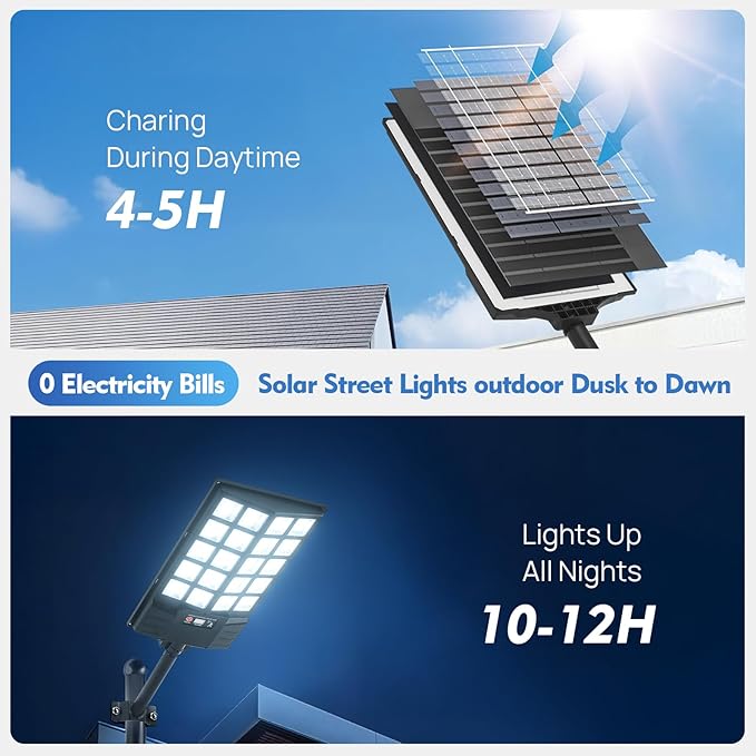 Solar Flood Lights Outdoor, Waterproof Motion Sensor Street Light with Remote Control, Dusk to Dawn Security Lighting for Commercial, Parking Lot, Yard (4 Pack)