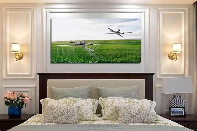 Wibinuki Wall Art Wall Decor Wall Paintings Drones spraying a field for Living Room Bedroom Bathroom Home Decor Can Be Hung Directly 20"x 40"