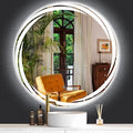 20 Inch Unique Rotating Round Lighted Mirror for Bathroom Hotel Makeup Wall LED Round Vanity Mirror with Lights Smart Memory 3 Color Dimmable AntiFog 20 Backlit Rounds Circle Lighted Mirrors