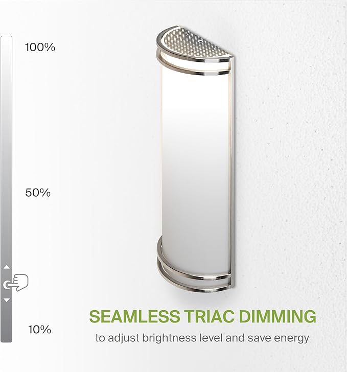 ASD LED Indoor Wall Mount Light Fixture - 18 Inch 25W Modern Interior Nickel Dimmable Wall Sconce Light - ETL 3000K 4000K 5000K Adjustable - Hallway, Bedroom LED Wall Lights, 2 Pack