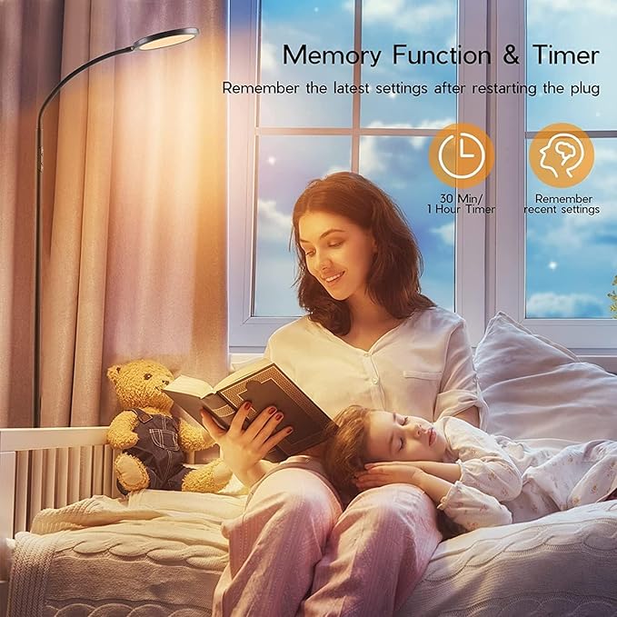 Tenmiro LED Floor Lamps for Living Room, Bright Modern Reading Floor Lamp with Stepless Adjust Color Temperatures & Brightness, Standing Lamp with RF Remote & Touch Control(Bule)