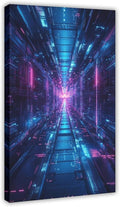 High-Tech Digital Abstract Wall Art – Glowing Geometric Canvas Print – Minimalist Futuristic Aesthetic Home Decor Canvas Poster Bedroom Decor Sports Landscape Office Room Decor Gift 08x12inch(20x30cm)