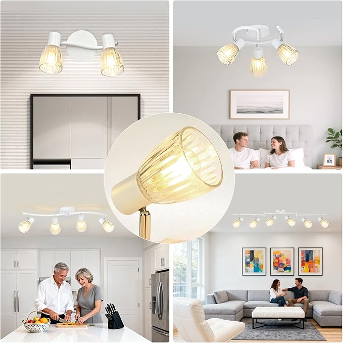 HiBay 2-Pack Lampshades, Clear Striped Bell Glass Shades, Lighting Fixture Accessory Lampshade Cover Replacement, Fit for E12 Base Pendant Lights Table lamp Sconce Chandeliers